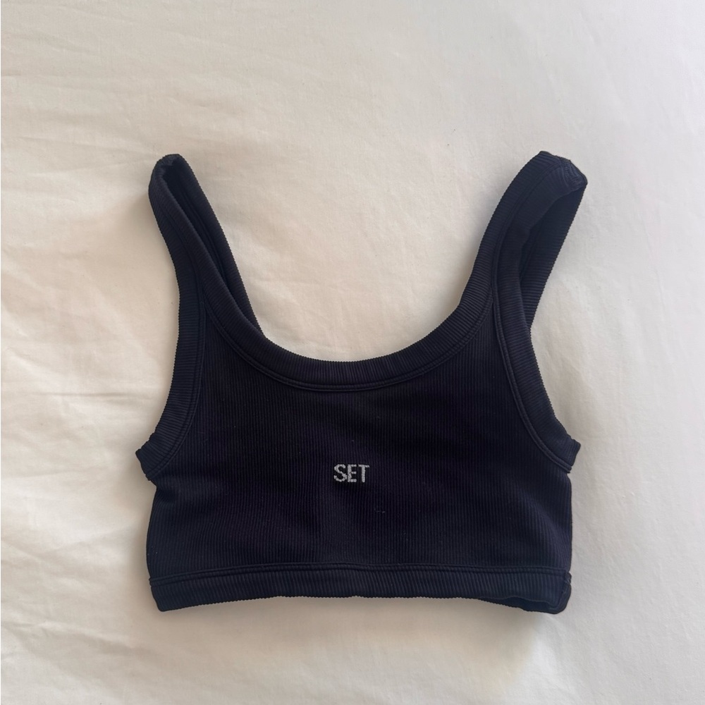 SET Active Black Ribbed Sports Bra